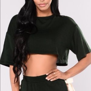 NEW Fashion Nova Crop Tee - Hunter Green